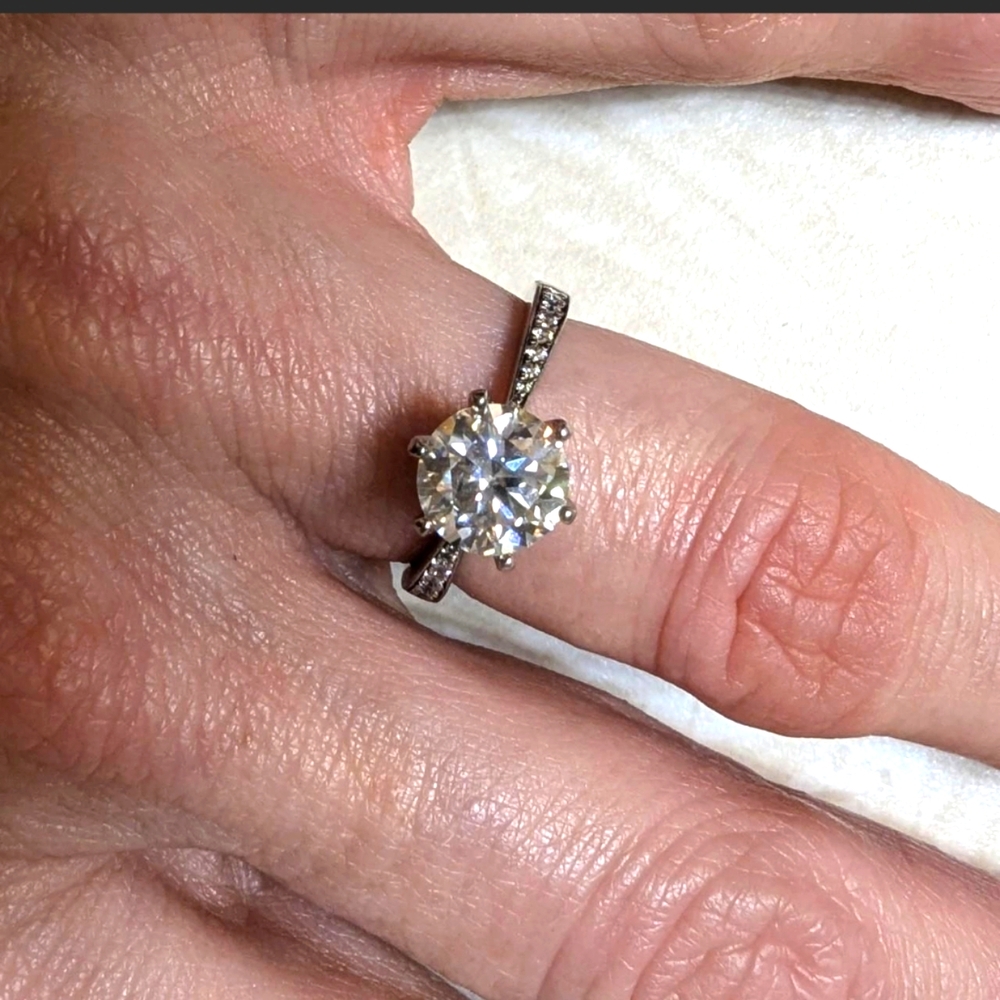 1.5 carat moissanite silver channel set solitaire size 6 ring